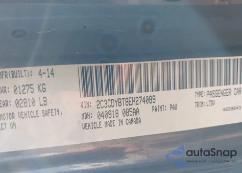 2014 Dodge Challenger R/T from USA, damaged, VIN 2C3CDYBT8EH274089